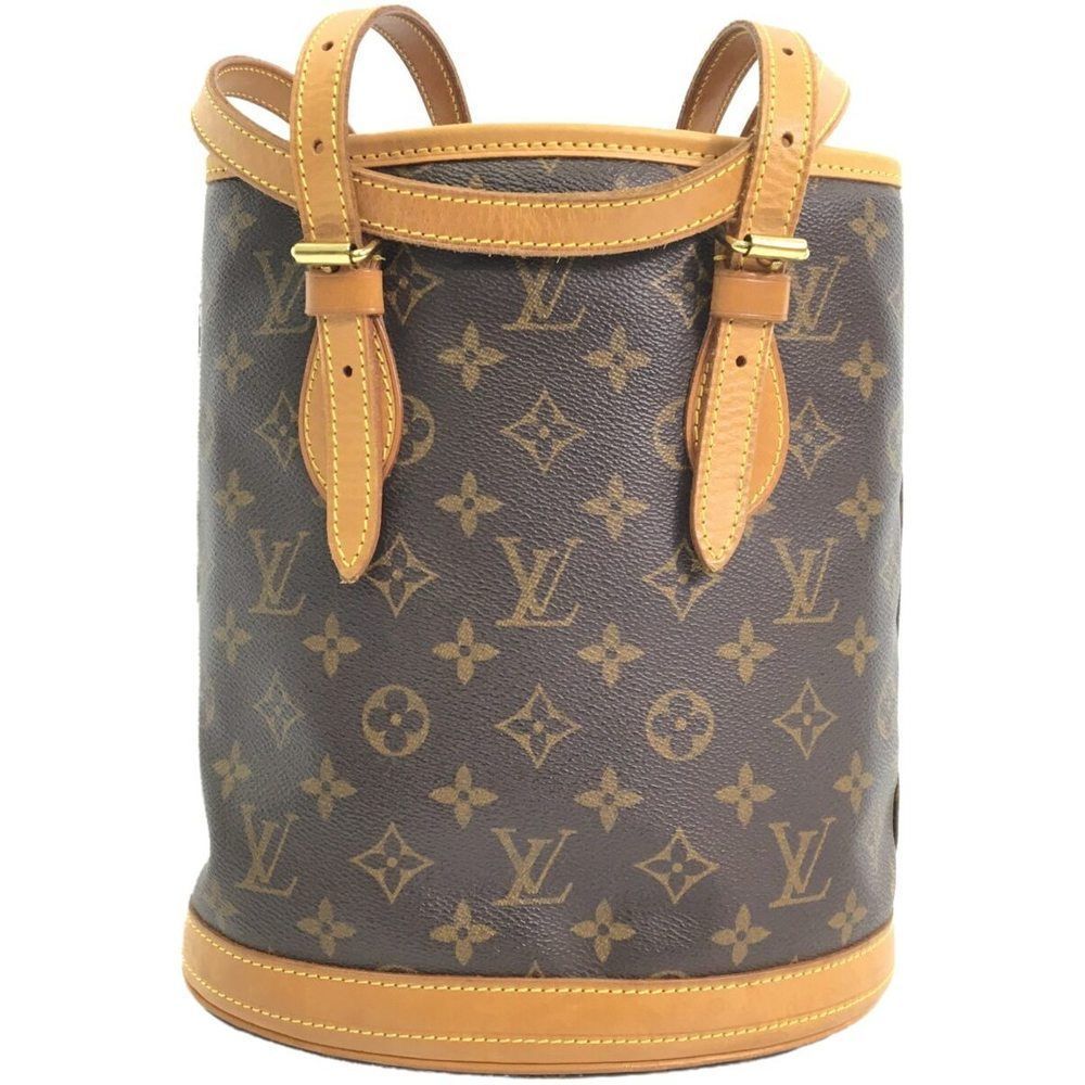 Louis Vuitton Petit Bucket Tote Bag Monogram Canvas Brown
